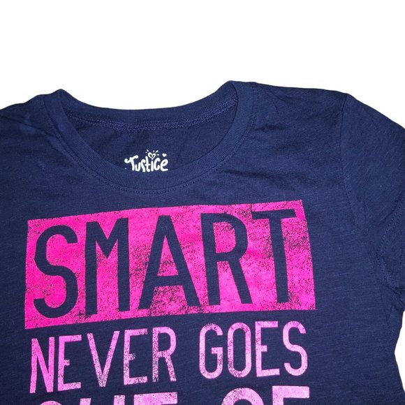 Justice Girls size 7  T-shirt. “Smart Never Goes Out of Style” - Picture 2 of 5